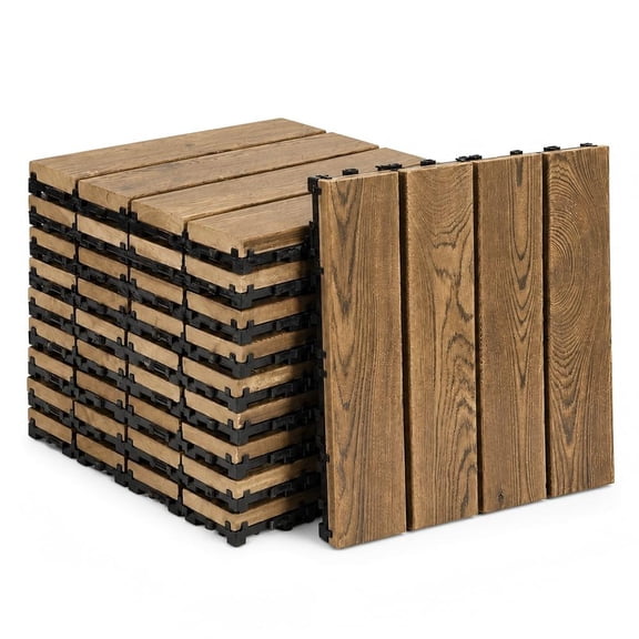 nterlocking Flooring Tiles Deck Tiles, Pack of 10/20/30, Water-Resistant & Non-Slip for Indoor/Outdoor Use, Made of Mongolian Scots Pine for Garden, Poolside Flooring, Outdoor Decor