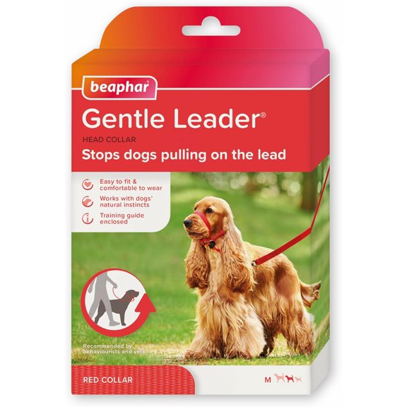 | ntle Leader Head Collar for Medium Dogs Stops Pulling On The Lead Training Aid with Immediate Effect Endorsed by Behaviourists Red x 1