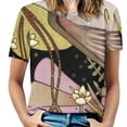 thumbnail image 1 of nto Ruffle Short Sleeve T-Shirt Women's V Neck Print T Shirt Tops Bird Swift Art Nouveau nto Jewel Florals, 1 of 5