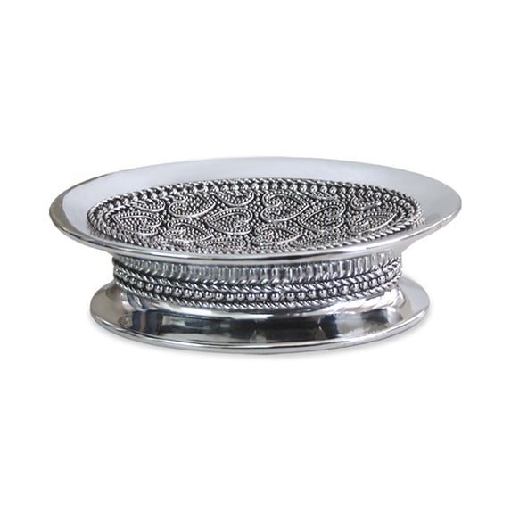 nu steel Beaded Heart Resin Decorative Bar Soap Dish Tray for Bathroom Vanities, Countertops, Pedestals, Kitchen Sink - Store Hand Soap, Pumice Bars, Sponges, Scrubbers - Chrome