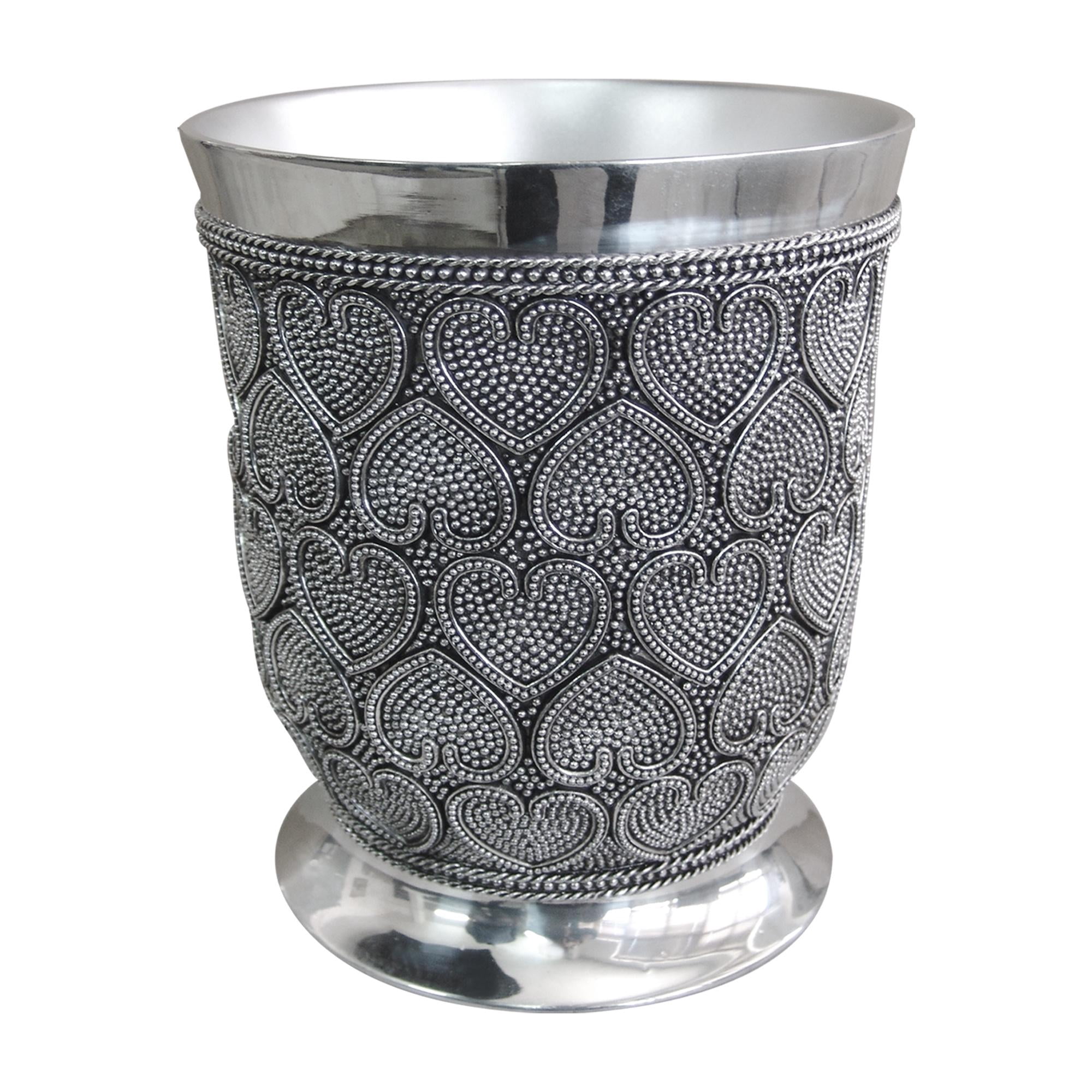 nu steel Beaded Heart Resin Decorative Small Trash Can Wastebasket ...