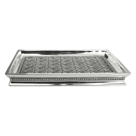 nu steel Beaded Heart Resin Storage Organizer Tray for Bathroom Vanity Countertops, Closets, Dressers - Holder for Watches, Earrings, Makeup Brushes, Reading Glass, Perfume, Guest Hand Towel BHT10H