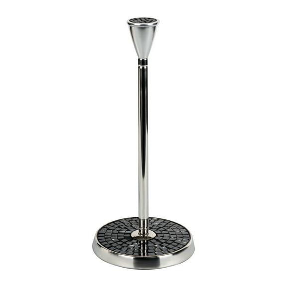 nu steel Black Mosaic Kitchen Stainless Steel Paper Towel Holder-Weighted Base for Standard Paper Towel Rolls