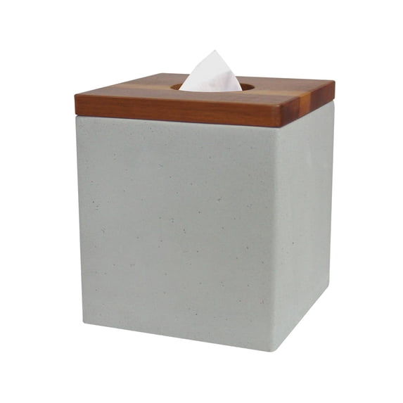 nu steel Boutique tissue box cover,part of our Concrete Bathroom accessory set high quality Stone /Wood Square Facial Tissue Box Holder for Bathroom Vanity Countertops,Bedroom Dressers-Stone finish