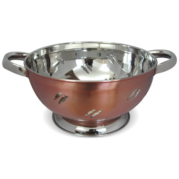 nu steel Colander Stainless Steel 5 Qrt Capacity Kitchen Strainer With Large Stable Base, Orange Color Coating Finish, Small TG-CO-38