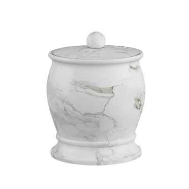 nu steel Compton Q-tip Jar in Marble Patterned Resin RES854-1H