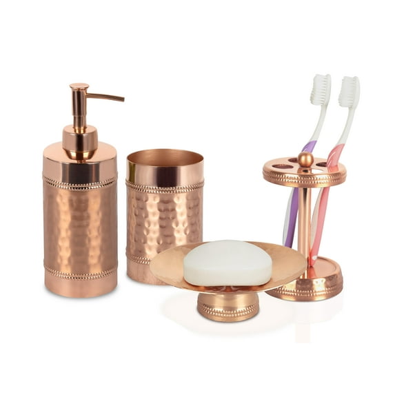 nu steel Copper Hudson set/4-Soap Dish,TBH,Tumbler,Lotion Pump (HSC-3456-SET4)