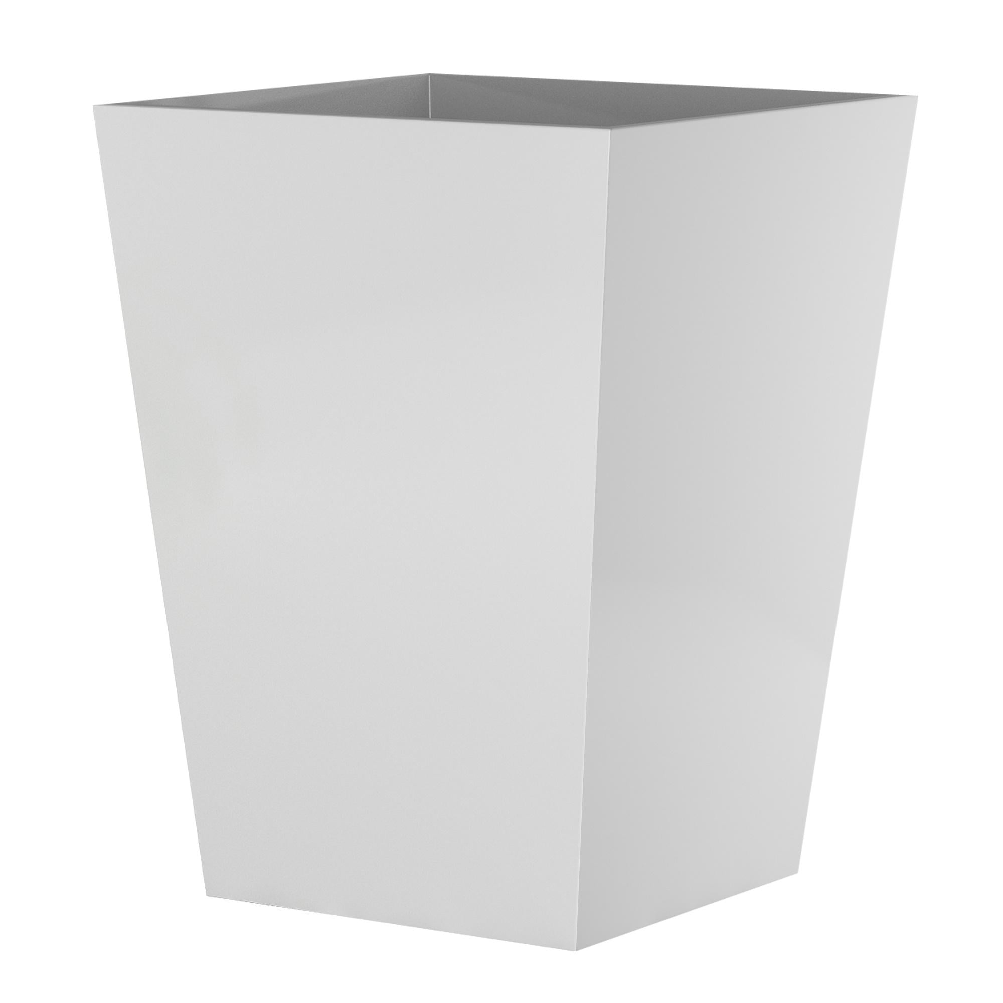 Radiant White Polished Plastic Square Waste Basket