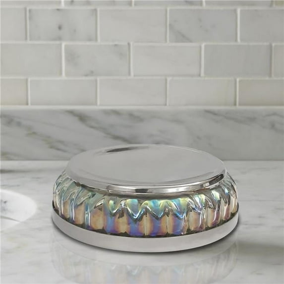 nu steel GLA330-3 Glacier Collection Dish Sink Bar Holder Soap Saver Hand Craft for Kitchen Bathroom Shower and Countertop, Rainbow Lustre Finish