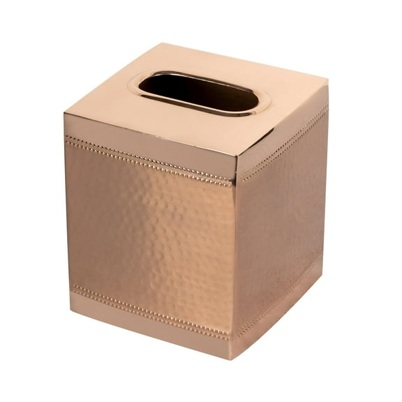 nu steel Hudson Bathroom Tissue Box Holder for Bathroom Vanity Countertops,Bedroom Dressers-Copper finish, 5"L x 5"W x 6"H (HSC9H)