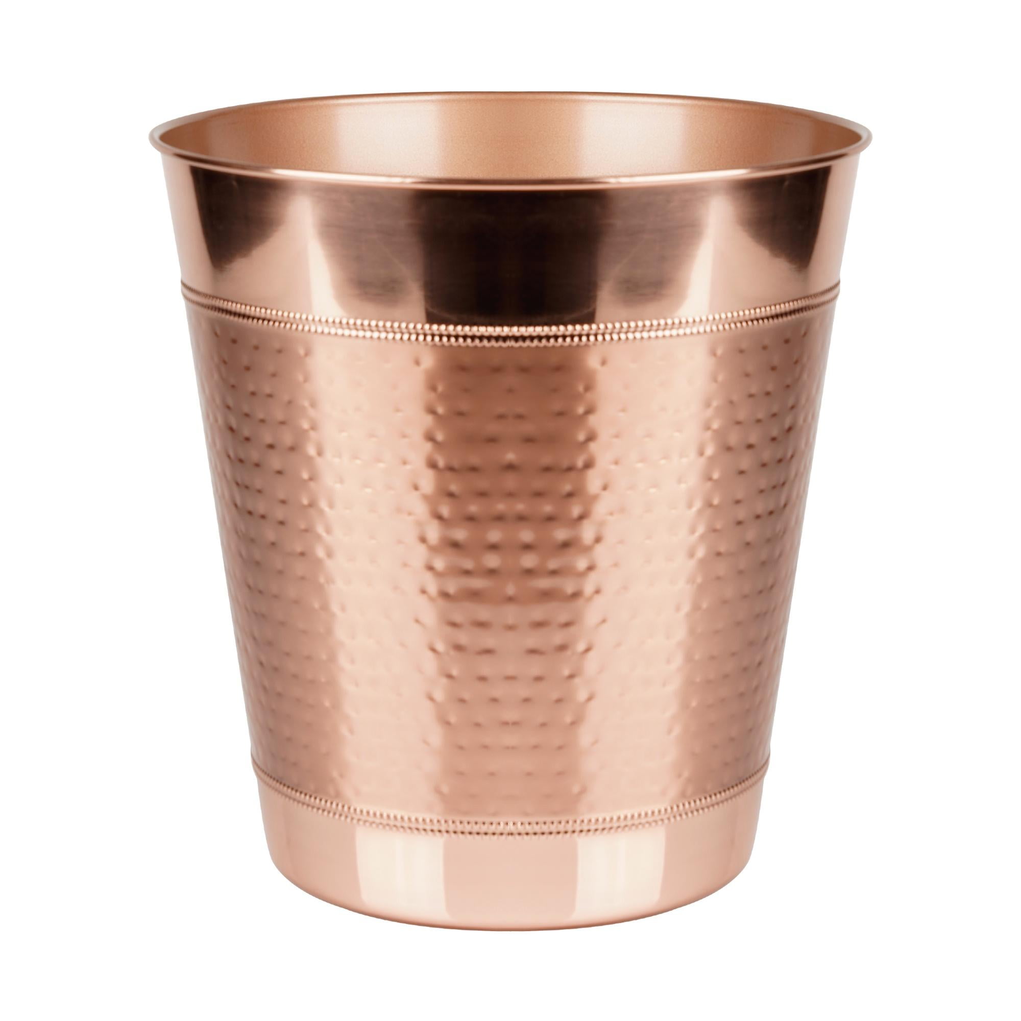 Hudson Polished Copper Stainless Steel Round Wastebasket