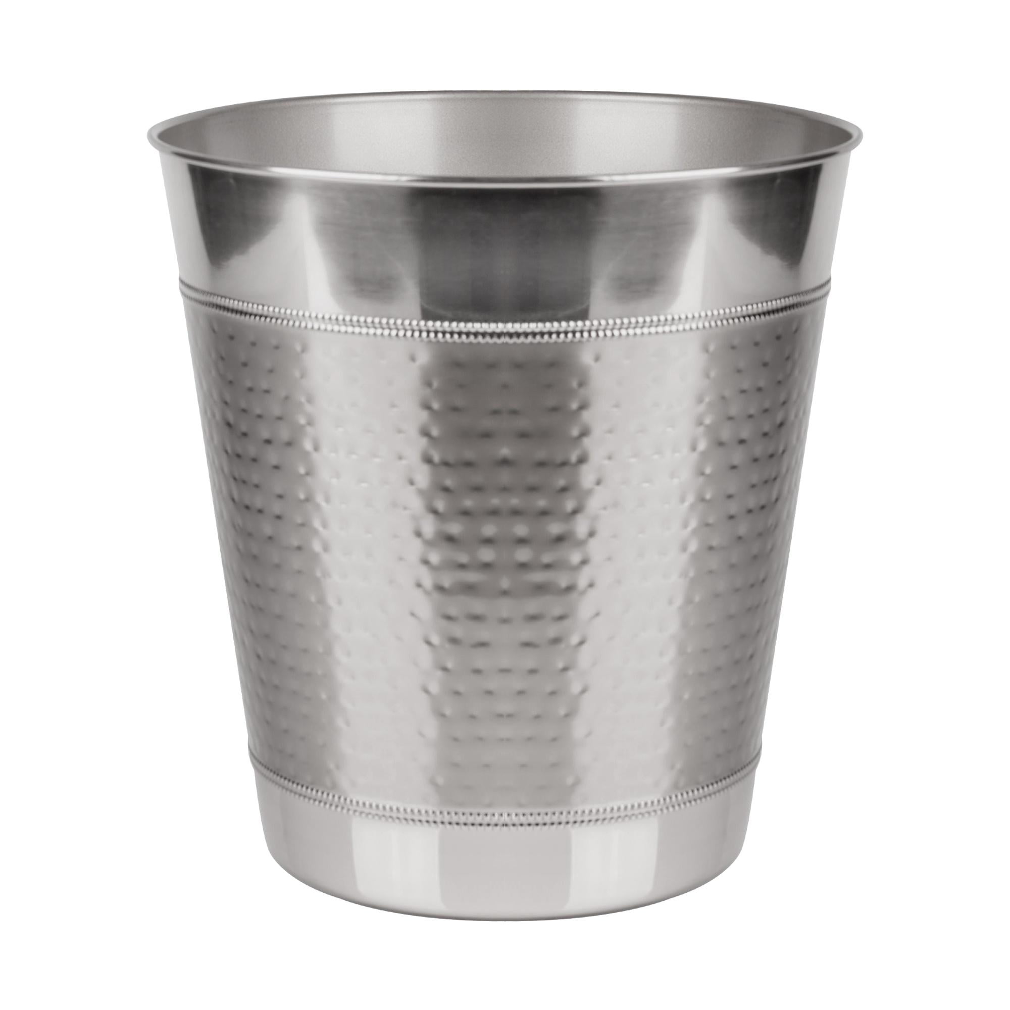 Hudson Hammered Stainless Steel Bathroom Wastebasket