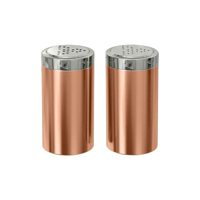 nu steel Jumbo Salt & Pepper Shaker Set of 2, 15 Oz. Stainless Steel with Copper Finish, Small, Shiny TG-JSP-C