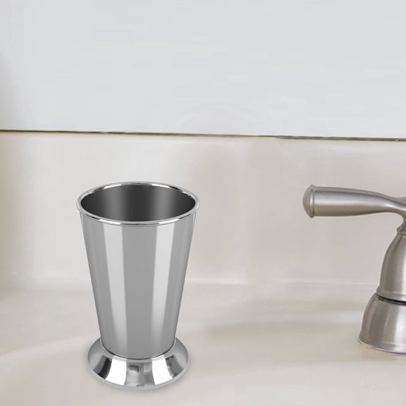 nu steel Madison Steel Bathroom Tumbler CupDecorative Rinse Cup,Drinking Glass,Toothbrush & Makeup Brush Holder for Vanity Countertops,Sink & Desk-Shiny