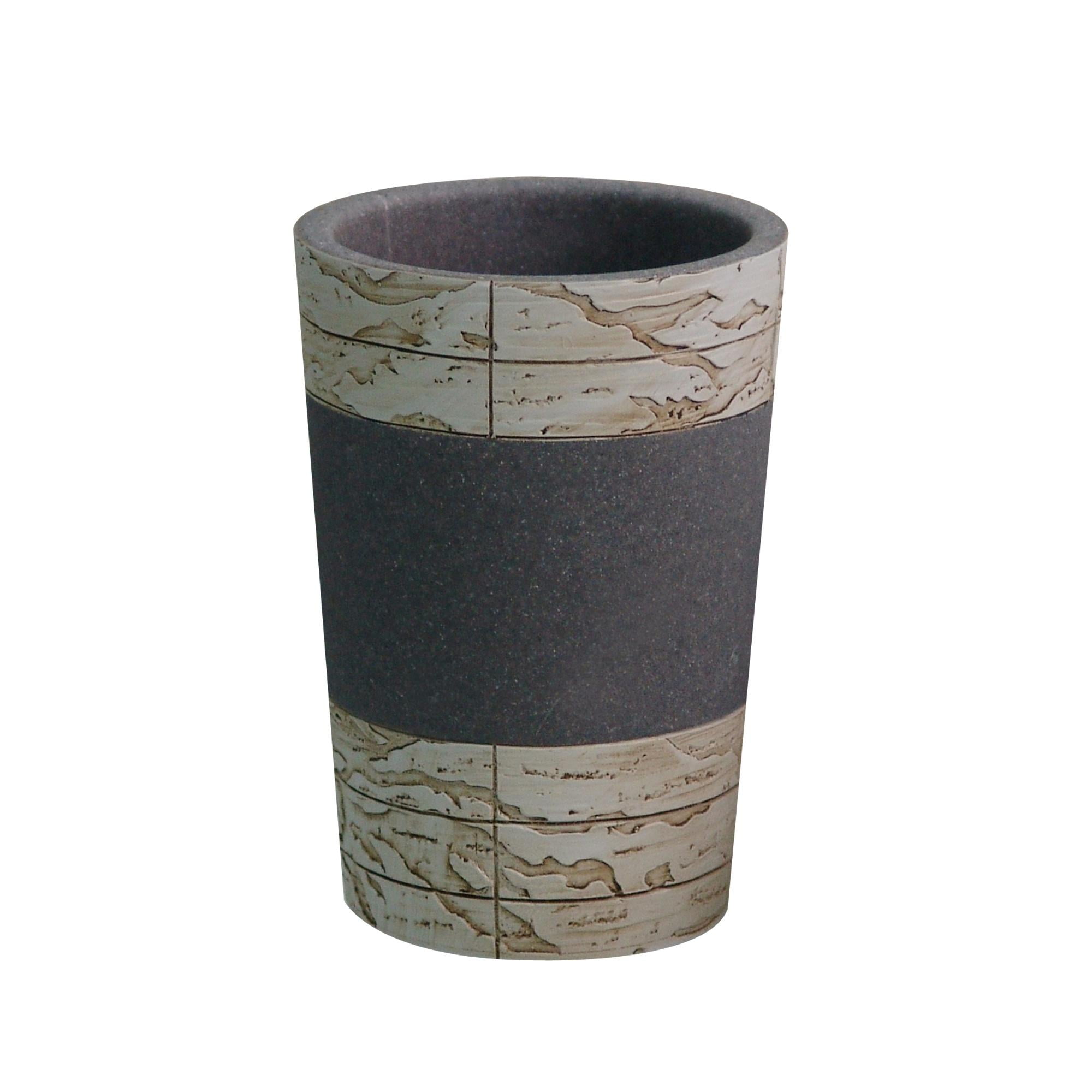 nu steel Rustic, made of cement Tumbler Cup for Bathroom Vanity Countertops for Rinsing, Drinking, Storing Accessories and Organizing Makeup Brushes, Eye Liners - Antique Stone