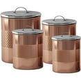 thumbnail image 1 of nu steel Set Of 4 Food storage Container Kitchen Hammered Canister Copper & Stainless Steel 1, 1.5, 2, & 4 Quart TG-CH-04C-S4, 1 of 6