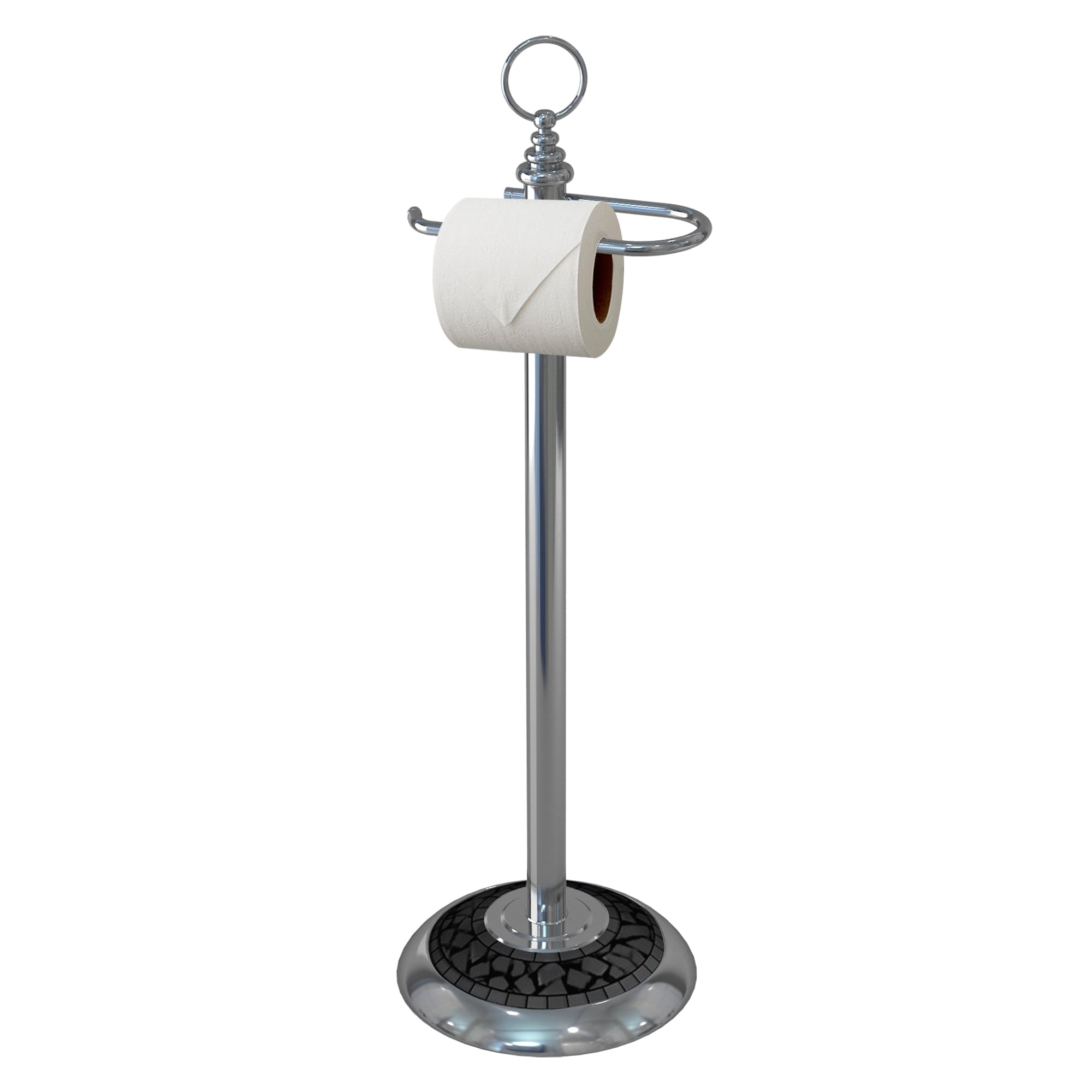Polished Silver Free Standing Toilet Paper Holder