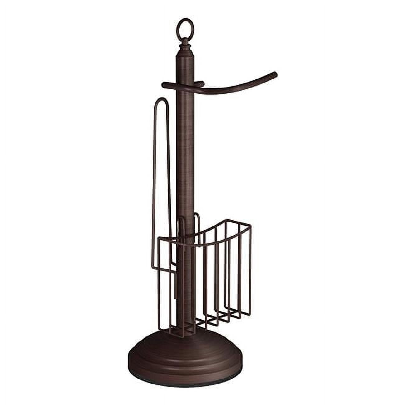 nu steel Stainless Steel Freestanding Toilet Tissue Paper Roll Holder with Newspaper and Magazine Rack for Bathroom & Storage, Oil Rubbed Bronze