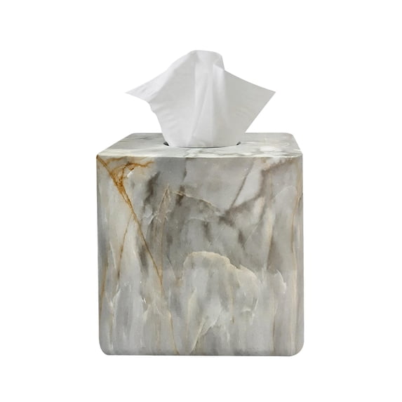 nu steel Stone Hedge Resin Decorative Square Tissue Box Cover Holder for Bathroom Vanity Countertops