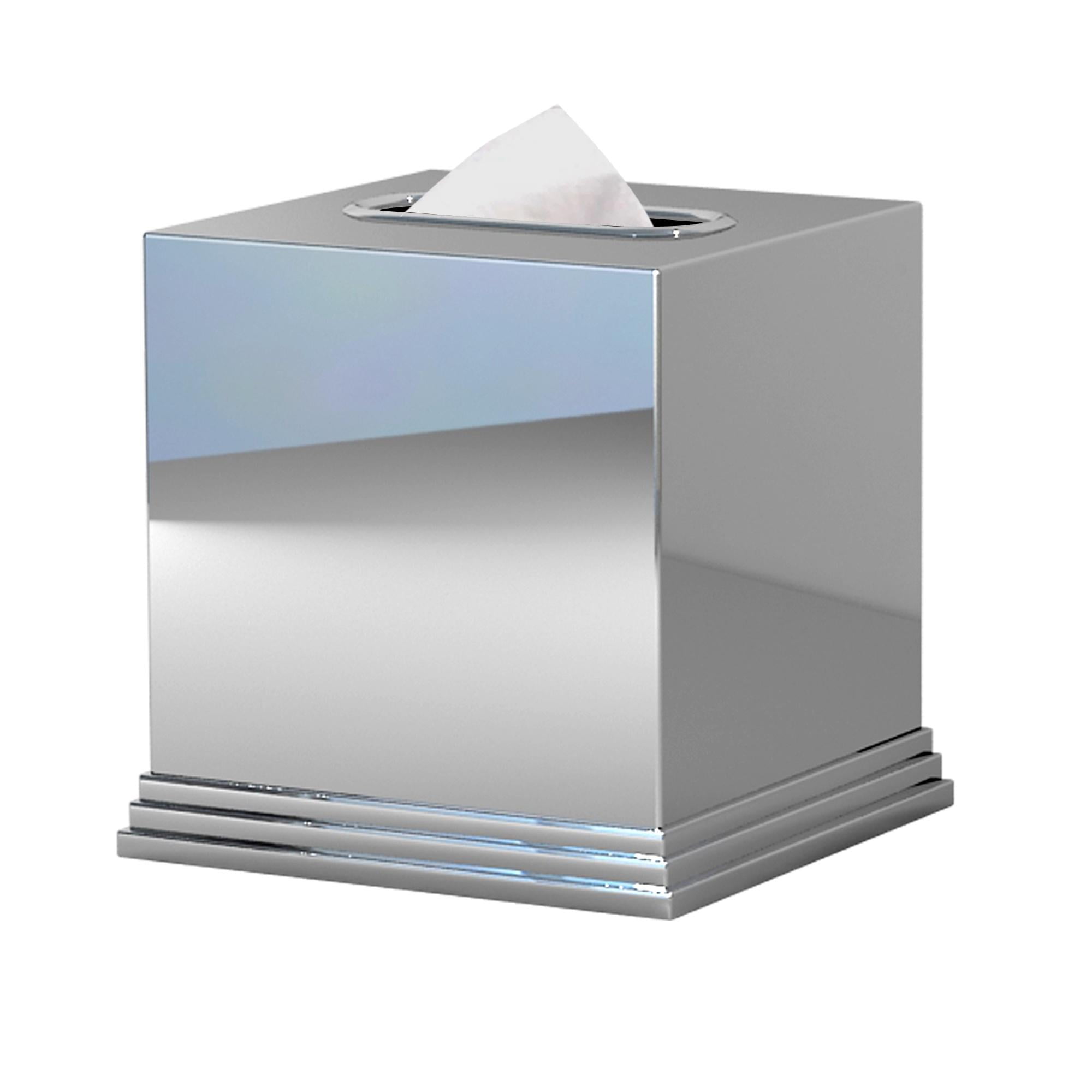 Timeless Chrome Stainless Steel Square Tissue Box Cover