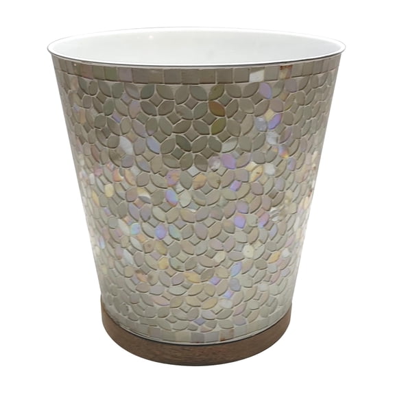 nu steel Trillium Wastebasket in Pearl escent Mosaic & Wood GLA428-8H