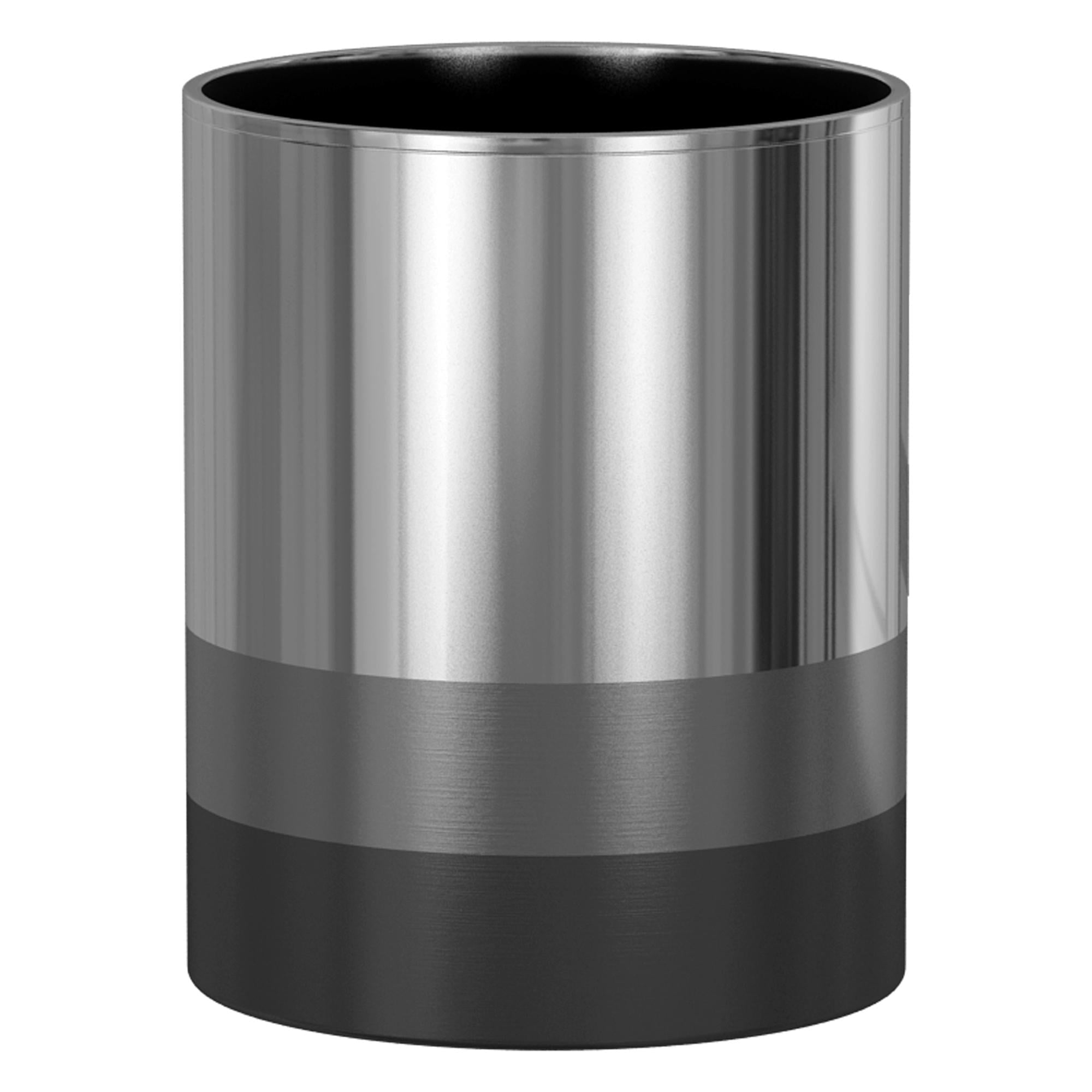 Triune 3-Tone Stainless Steel Bathroom Wastebasket, 10.5" High