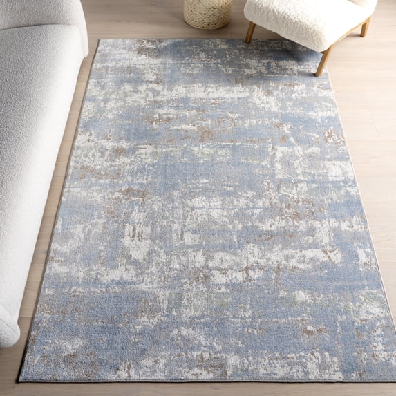 nuLOOM Aaliyah Casual Abstract Machine Washable Area Rug, 5' 3" x 7' 6", Blue
