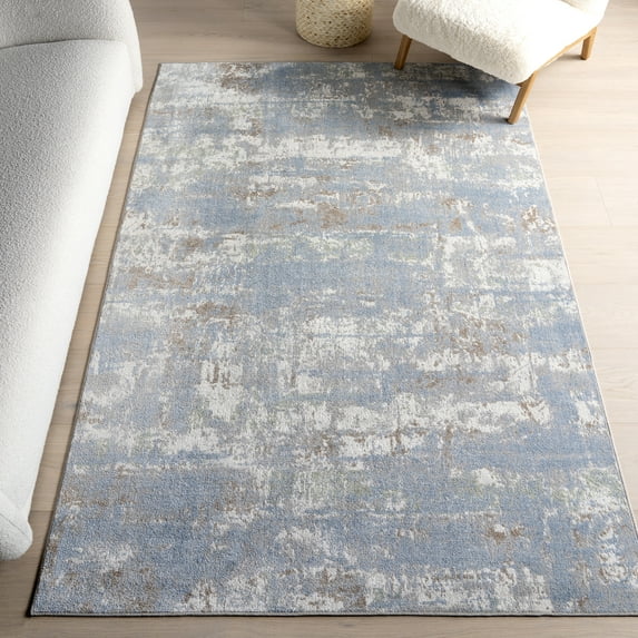 nuLOOM Aaliyah Casual Abstract Machine Washable Area Rug, 6' 7" x 9', Blue