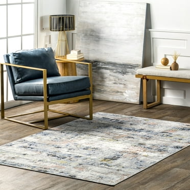 nuLOOM Aaliyah Casual Abstract Machine Washable Area Rug, 8' 10" x 12', Blue Multicolor
