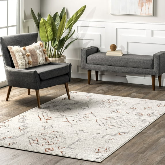 nuLOOM Abigail Abstract Symbols Area Rug, 8' x 10', Light Gray