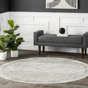 nuLOOM Abstract Tribal Machine Washable Grey 6' Modern Round Rug