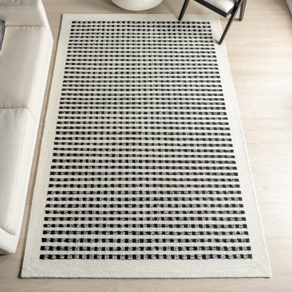 nuLOOM Adahlia Checkered Wool Area Rug, 2' 6" x 8', Runner, Ivory