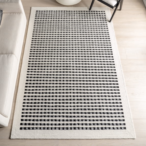 nuLOOM Adahlia Checkered Wool Area Rug, 4' x 6', Ivory