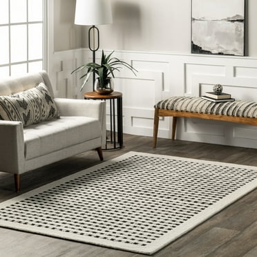 nuLOOM Adahlia Checkered Wool Area Rug, 5' x 8', Ivory