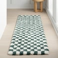 thumbnail image 1 of nuLOOM Adelaide Mid-Century Checkered Shag Area Rug, 2' 8" x 8', Runner, Green, 1 of 9