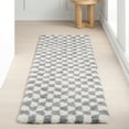 thumbnail image 1 of nuLOOM Adelaide Mid-Century Checkered Shag Area Rug, 2' 8" x 8', Runner, Light Grey, 1 of 9