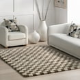 thumbnail image 1 of nuLOOM Adelaide Mid-Century Checkered Shag Area Rug, 6' 7" x 9', Beige, 1 of 13