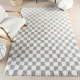 thumbnail image 1 of nuLOOM Adelaide Mid-Century Checkered Shag Area Rug, 8' x 10', Light Grey, 1 of 9