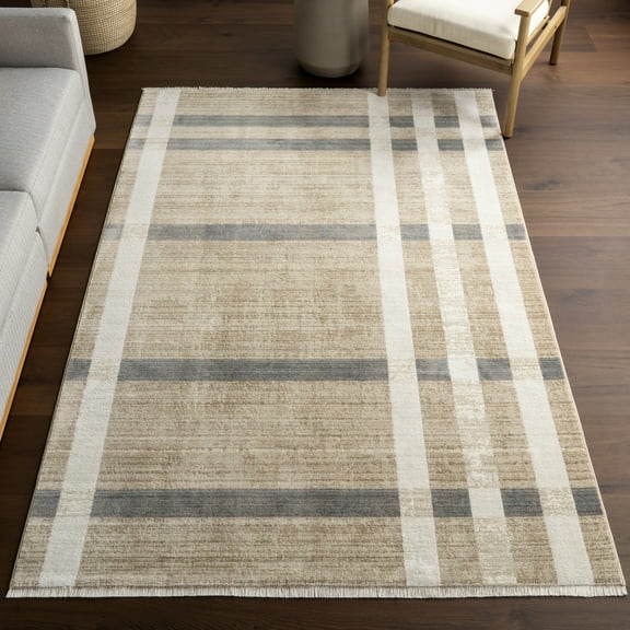 nuLOOM Adie Rustic Plaid Area Rug, 5' x 7' 10", Adie Light Beige