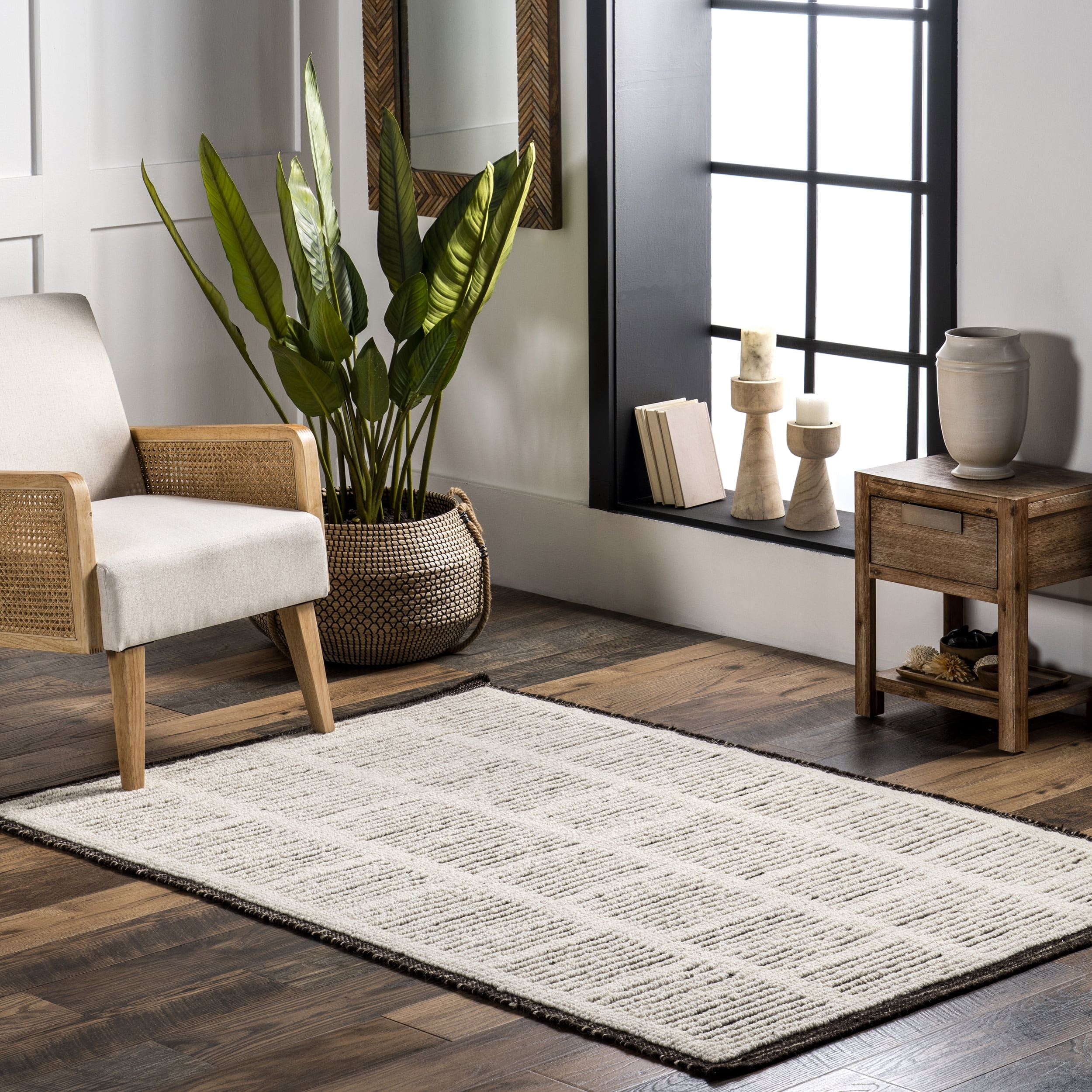nuLOOM Aemilie Casual Striped Wool Area Rug, 6' x 9', Ivory