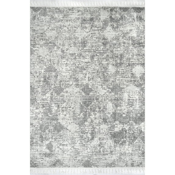nuLOOM Agata Textured Tassel Area Rug, 4' x 6', Light Gray