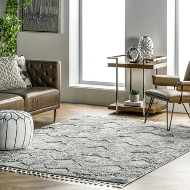 nuLOOM Agata Textured Tassel Area Rug, 8' 10" x 12', Black