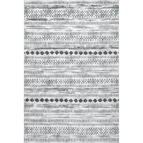 nuLOOM Aida Tribal Banded Bohemian Area Rug, 5' 3" x 7' 6", Gray