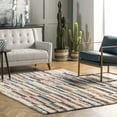 thumbnail image 1 of nuLOOM Aimee Banded Stripes Shaggy Area Rug, 4' x 6', Beige, 1 of 2