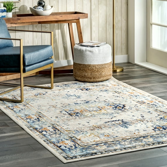 nuLOOM Ainsley Distressed Medallion Area Rug, 5' 3" x 7' 6", Ainsley Blue