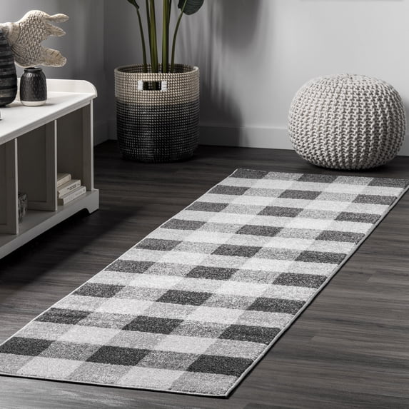 nuLOOM Aisha Buffalo Plaid Area Rug, 2' x 6', Runner, Aisha Grey