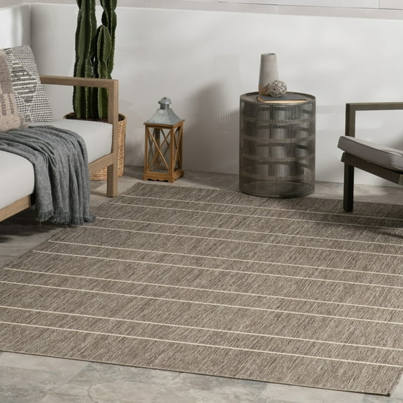 nuLOOM Alaina Indoor/Outdoor Striped Area Rug, 4' x 6', Alaina Light Grey