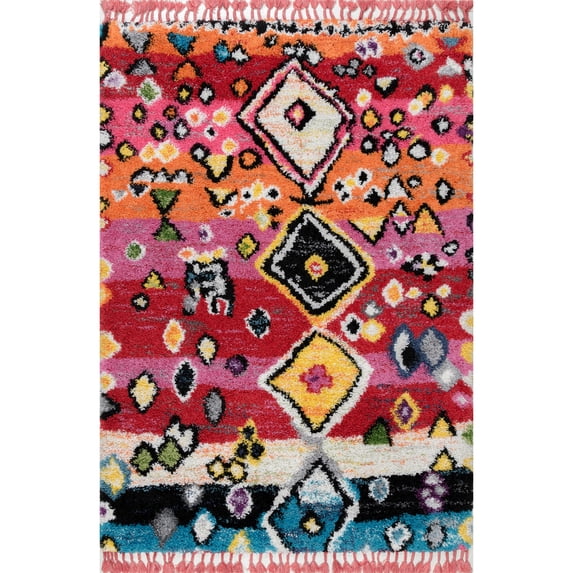 nuLOOM Alane Moroccan Tassel Shaggy Area Rug, 7' 10" x 10', Multi