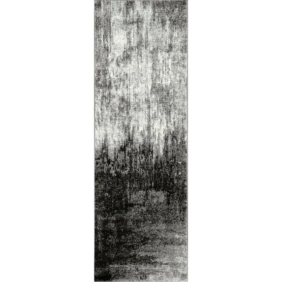 nuLOOM Alayna Abstract Runner Rug, 2' 8" x 8', Black