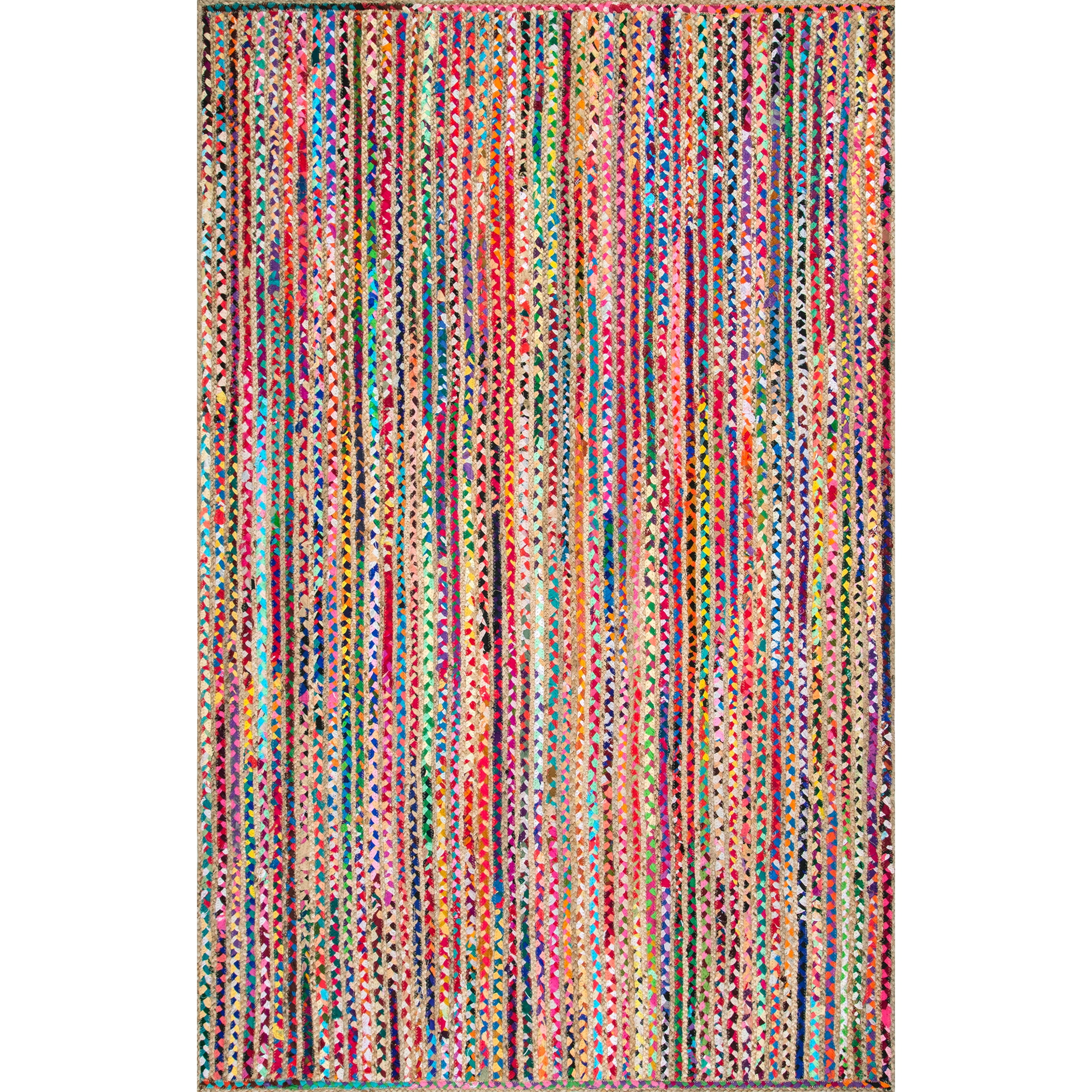 Handmade Braided Blue Cotton 38" Reversible Area Rug